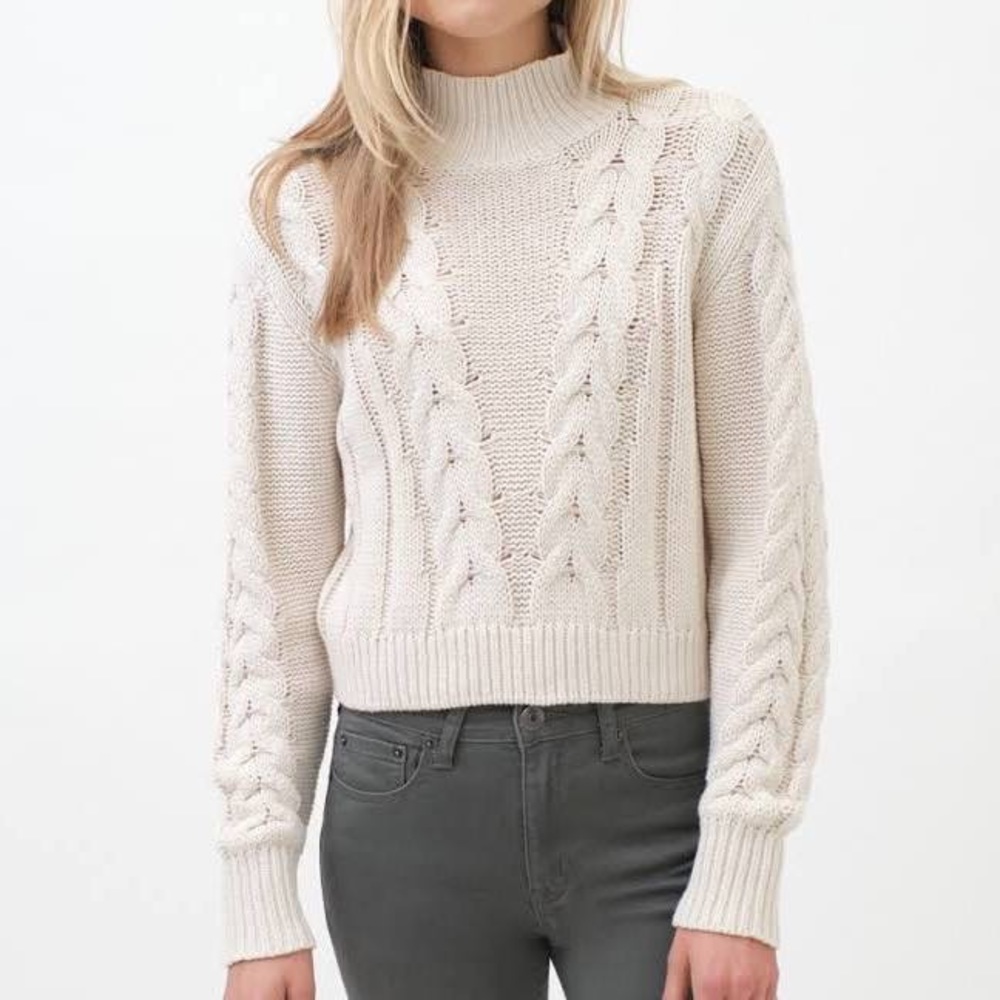 New Aeropostale Cropped Cable  Knit Mock Neck Sweater